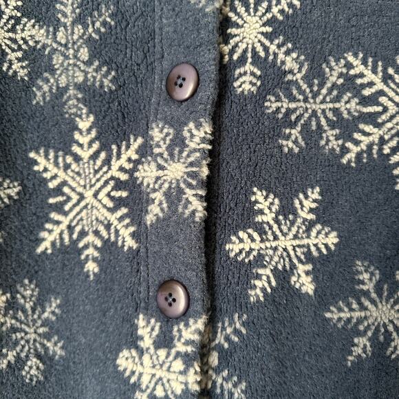 Talbots Vintage 90s Snowflake Fleece Cardigan Sweater Jacket Button Up Grandma - Picture 3 of 8